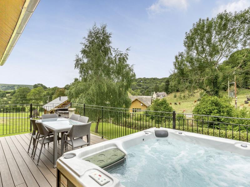 Hot tub and outdoor dining area